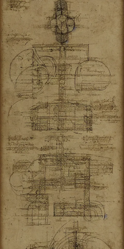 Image similar to undiscovered design blueprints from leonardo da vinci, renaissance, 4 k
