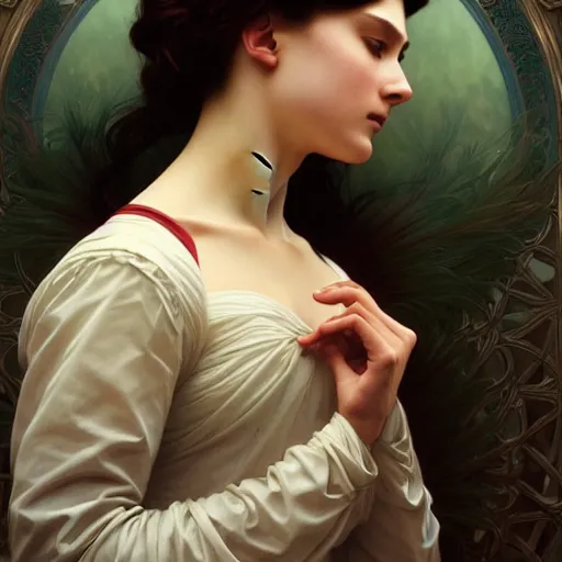 Image similar to a portrait of anguish, intricate, elegant, highly detailed, digital painting, smooth, sharp focus, illustration, art by artgerm and greg rutkowski and alphonse mucha and william - adolphe bouguereau