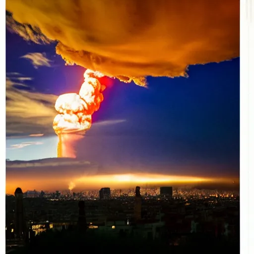 Image similar to nuke explosion in the skyline from barcelona seen from vallvidrera