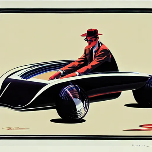 Prompt: concept art for a sidecar car, painted by syd mead, high quality