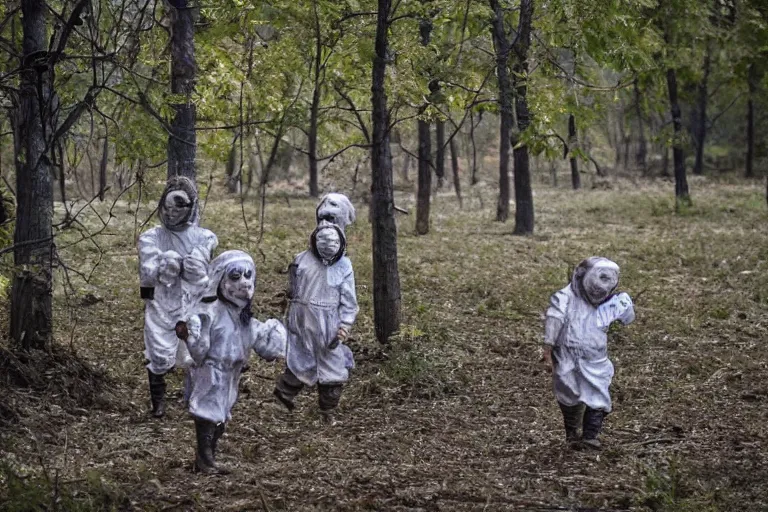 Prompt: photo of kids playing hide and seek in chernobyl, 4k