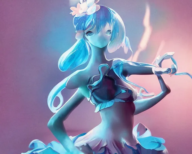 Prompt: James Jean isolated magical girl vinyl figure concept art, figure photography, smooth sharp focus, holographic undertones, anime stylized, high detail, ethereal lighting - H 640