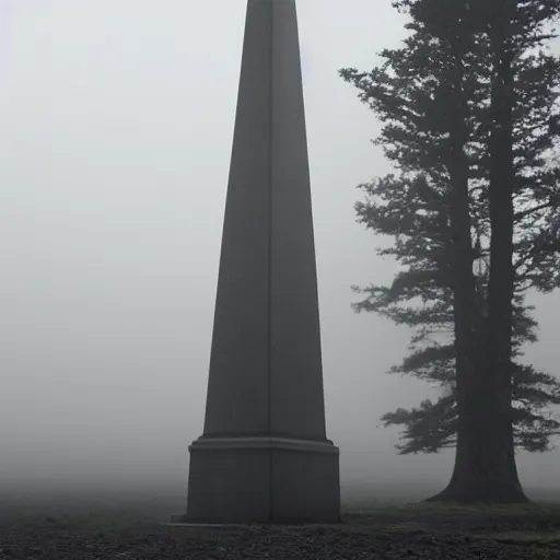 Prompt: magical glowing obelisk standing on a plain in the moonshine at night. foggy. eerie.