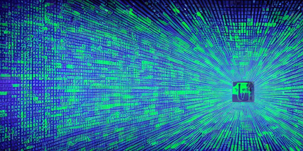 Image similar to sci Fi data readouts, dark screen, cave scan, numbers and lines, colorful