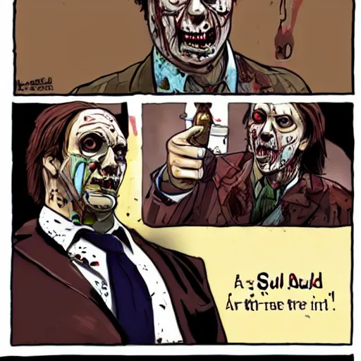 Image similar to saul goodman as a zombie