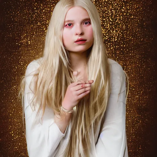 Image similar to hip gen z girl with long blond hair in heaven as an angel