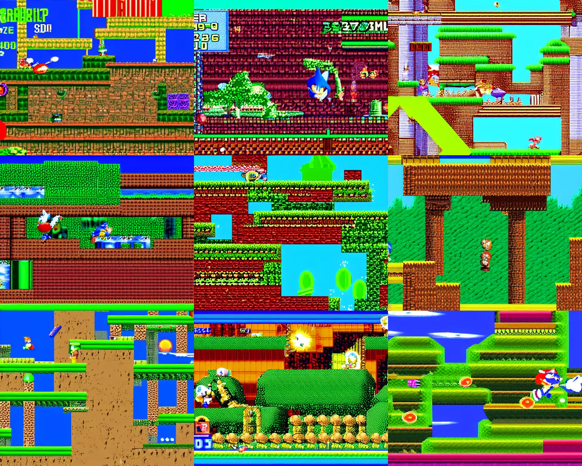Prompt: a screenshot from green hill zone in sonic 2, mega drive, 1994