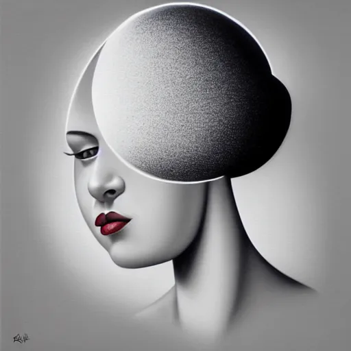 Image similar to minimalist, detailed painting, an ultrafine detailed painting by rafal olbinski, very detailed, airbrush art, pop surrealism, a painting of a woman, skeuomorphic, behance contest winner