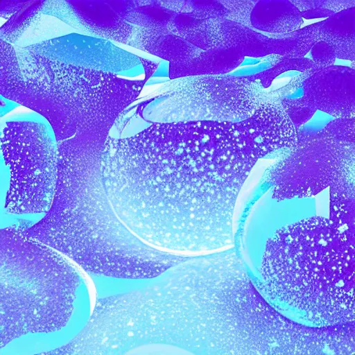 Image similar to vague antidescriptive acrylic vital exopoison fluid blob sphere : density infinite, macro seminal dream points of icy, frozen vaporwave shards tempted to turn into a dream scenery, high quality topical render