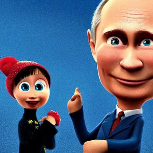 Prompt: vladimir putin pixar movie, pixar, cute, adorable