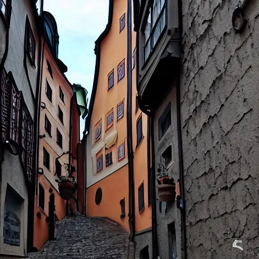 Image similar to stockholm gamla stan, in the style of studio ghibli