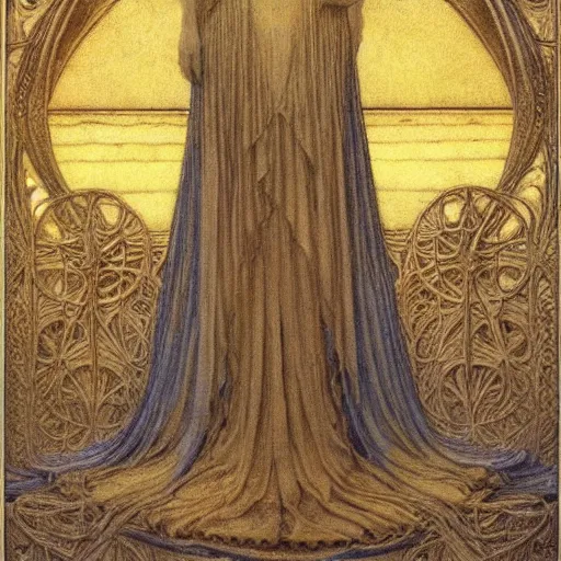 Image similar to beautiful young medieval queen by jean delville, art nouveau, symbolist, visionary, gothic