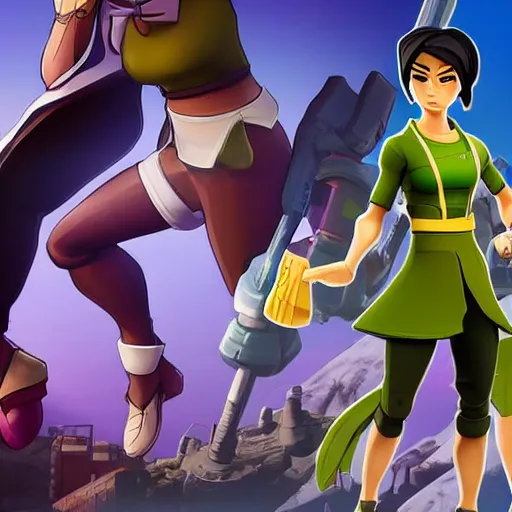 Image similar to toph beifong in fortnite, character render, full body shot, highly detailed, in game render