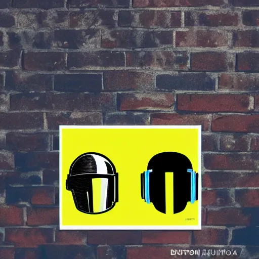 Image similar to individual daft punk silk screen banksy style