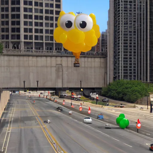 Prompt: the balloon snails of lower wacker drive