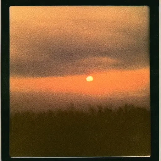 Prompt: raven, mist, sunset, beautiful polaroid photo, by Warhol,