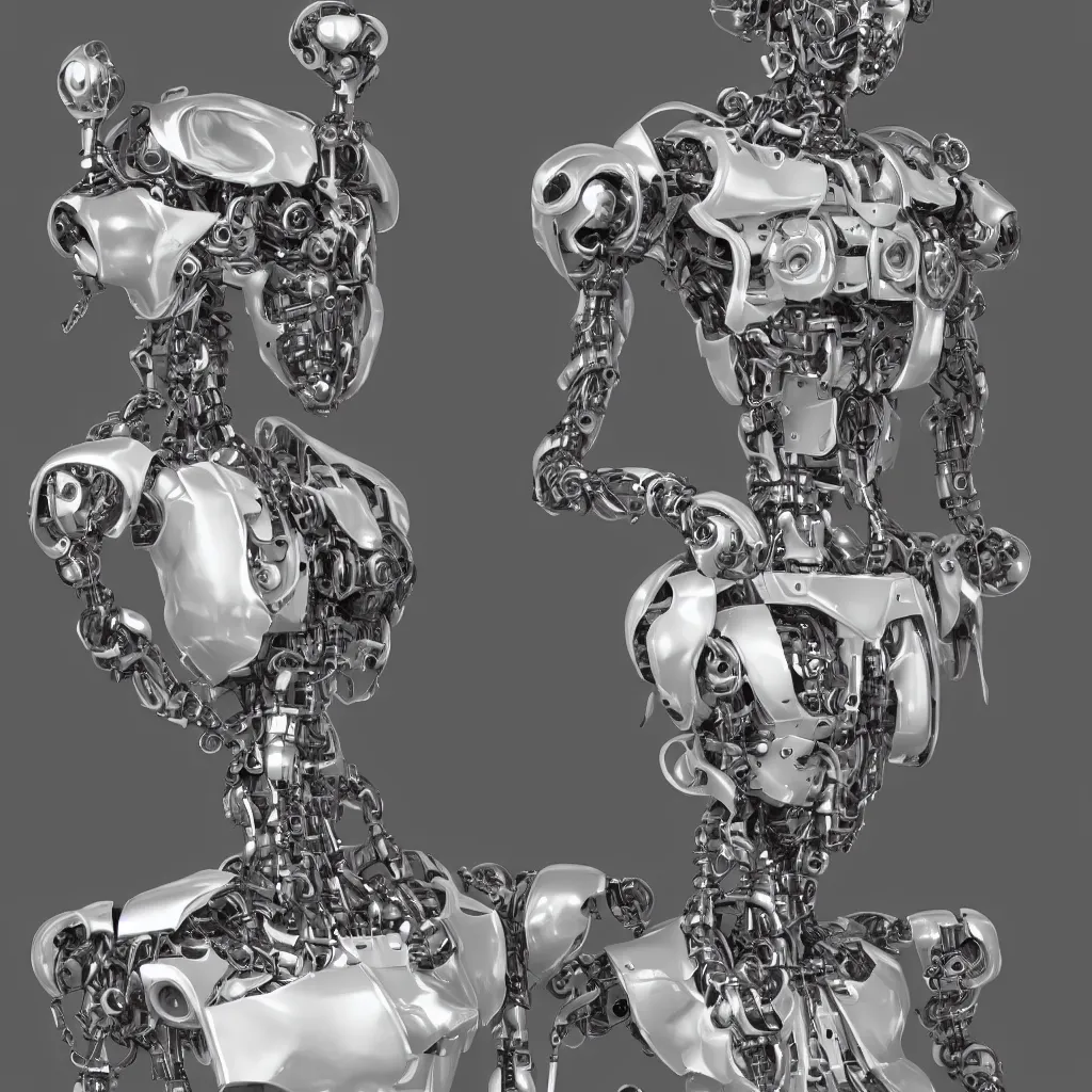 Image similar to a front view portrait of a japannese look like robot with ultra detailed mechanical parts with hard surface like head