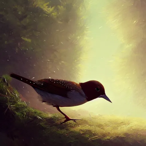 Image similar to spanish wren bird, reyezuelo listado, regulus ignicapilla, in avila pinewood, 4 k, concept art, by wlop, ilya kuvshinov, artgerm, krenz cushart, greg rutkowski, pixiv. cinematic dramatic atmosphere, sharp focus, volumetric lighting, cinematic lighting, studio quality