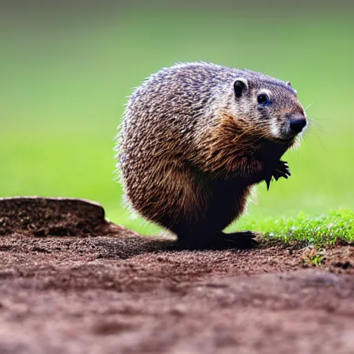 Image similar to a groundhog diving, realistic, photo wide angle, 8K