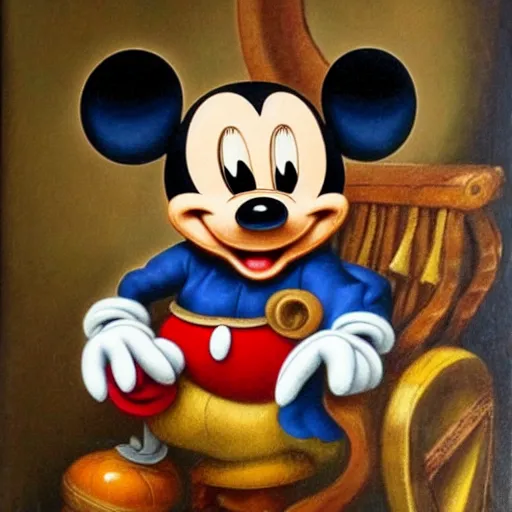 a renaissance style portrait painting of Mickey mouse | Stable ...