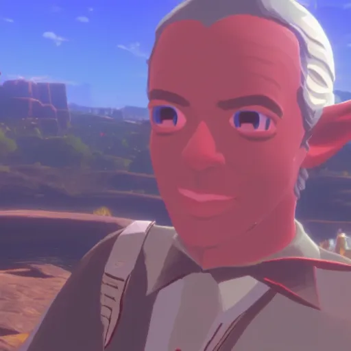 Image similar to Film still of Frank Sinatra, from The Legend of Zelda: Breath of the Wild (2017 video game)