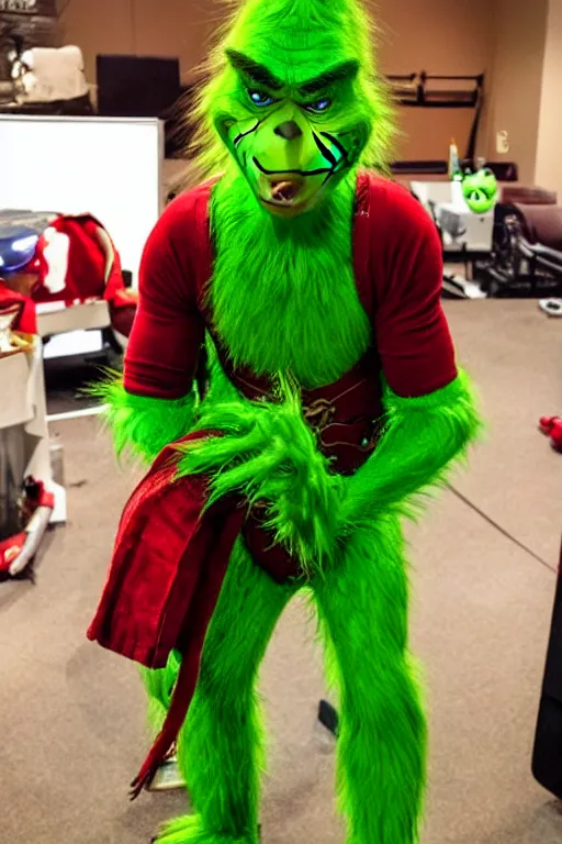 Image similar to The Grinch wearing Ironman's armor