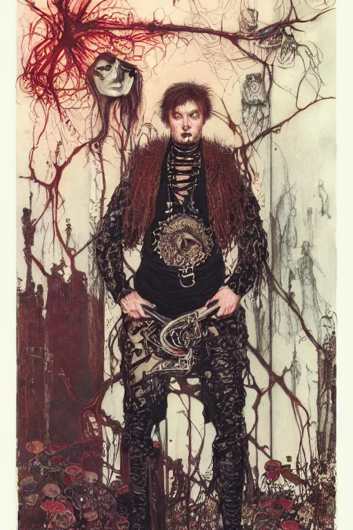 Image similar to full length portrait of made mikkelsen as a tattooed gothic punk by lawrence alma tadema and zdzislaw beksinski and norman rockwell and jack kirby and tom lovell and greg staples