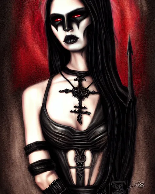 Image similar to bounty hunter, a digital painting by anne stokes, deviantart contest winner, gothic art, gothic, goth, dark and mysterious