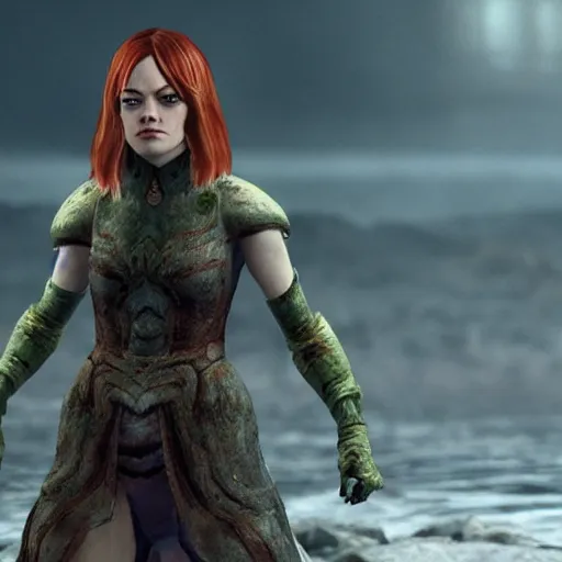 Prompt: Emma Stone in Elden Ring video game