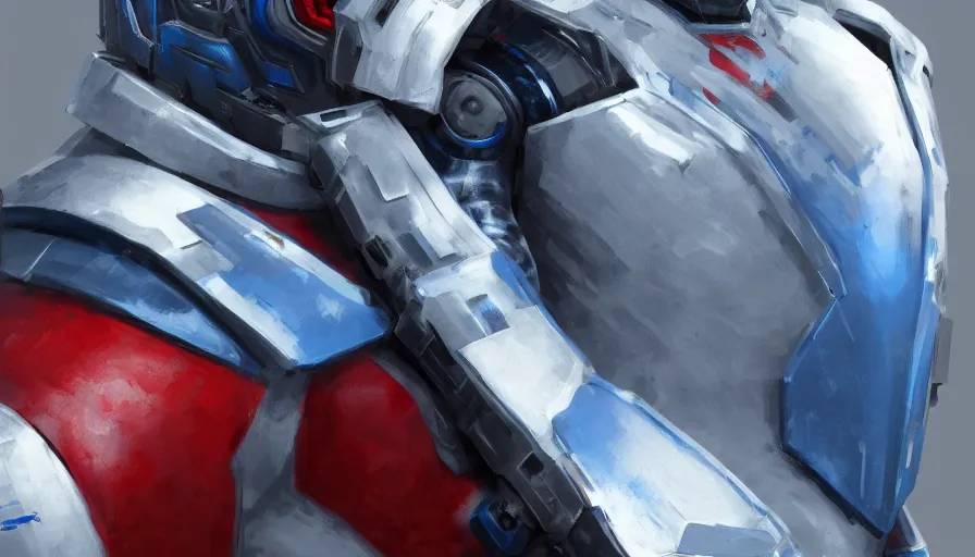 Prompt: Futuristic blue, white and red armor for elite American soldiers, hyperdetailed, artstation, cgsociety, 8k