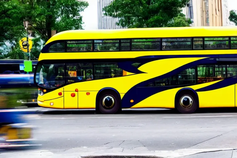 Prompt: a bus full of pikachu