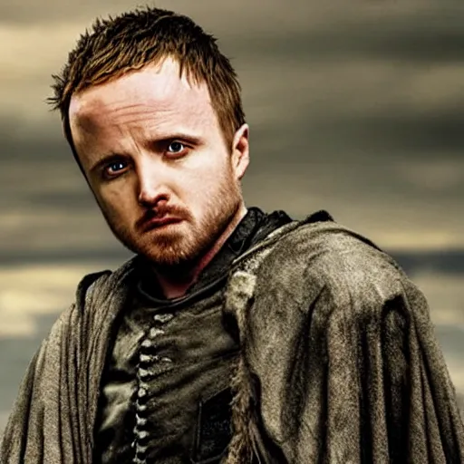 Prompt: still image of Jesse Pinkman played by Aaron Paul in Game of Thrones