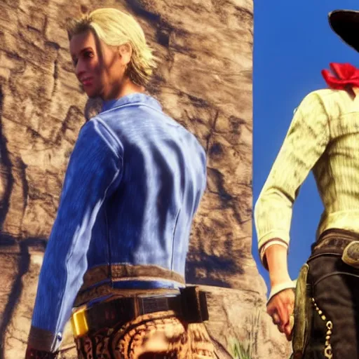 Image similar to giorno giovanna in red dead redemption 2