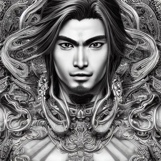 Prompt: an immortal xianxia cultivator with long blonde hair as an absurdly handsome, elegant, young anime man, ultrafine hyperrealistic detailed face illustration by kim jung gi, irakli nadar, intricate linework, sharp focus, bright colors, matte, gujian, final fantasy, unreal engine highly rendered, global illumination, radiant light, intricate environment