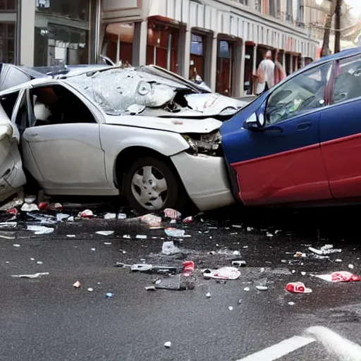 Prompt: A traffic accident to illustrate the subprime mortgage crisis