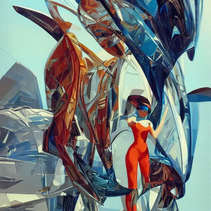 Prompt: slavic youth, full body, high fashion, futurism, aerodynamic, flowing, intricate, slick, highly detailed, digital painting, vogue, concept art, smooth, sharp focus, hd, art by syd mead and bruce pennington and annie leibovitz