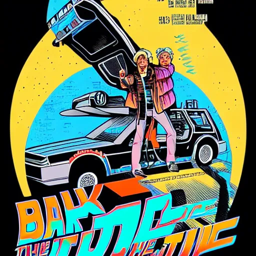 Image similar to poster for back to the future, by josan gonzales