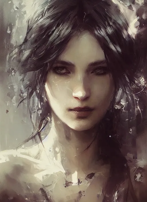 Prompt: beautiful painting by jeremy mann, a female witch absurdly beautiful, elegant, ultrafine hyperrealistic detailed face illustration by wlop and artgerm and greg rutkowski, intricate linework, sharp focus, smooth, octopath traveler, final fantasy, unreal engine, dramatic lighting, ethereal, 8 k