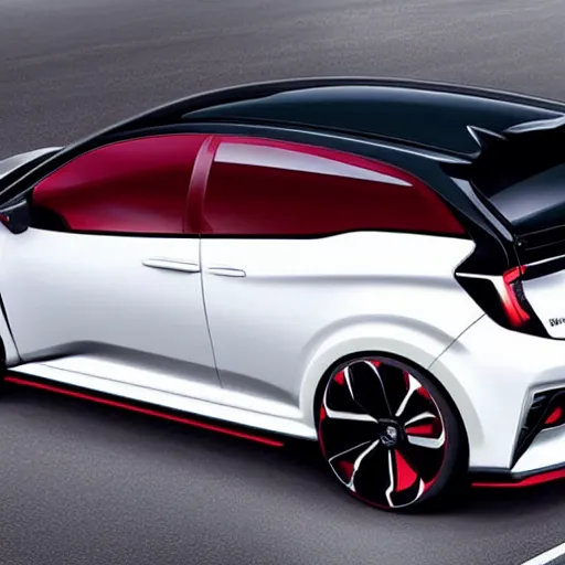 Image similar to mixed design between a honda civic type r and a peugeot 1 0 8, on road, 2 0 2 2 concept car, hyperrealistic