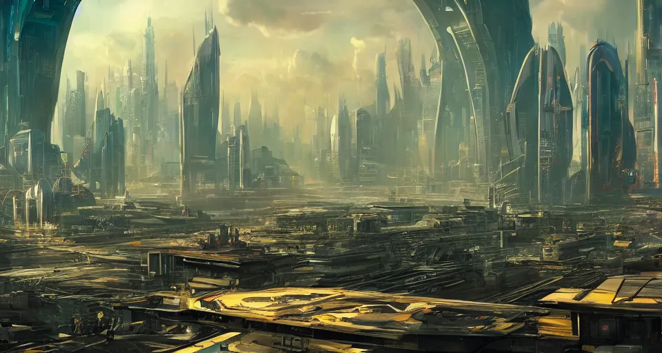 Image similar to view on futuristic city in the horizon, in style of cyberpunk, detailed, sharp, 4 k