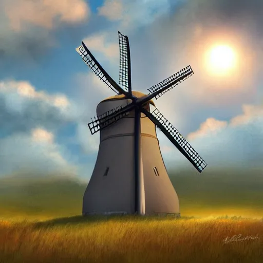 Image similar to nuclear windmill, artstation