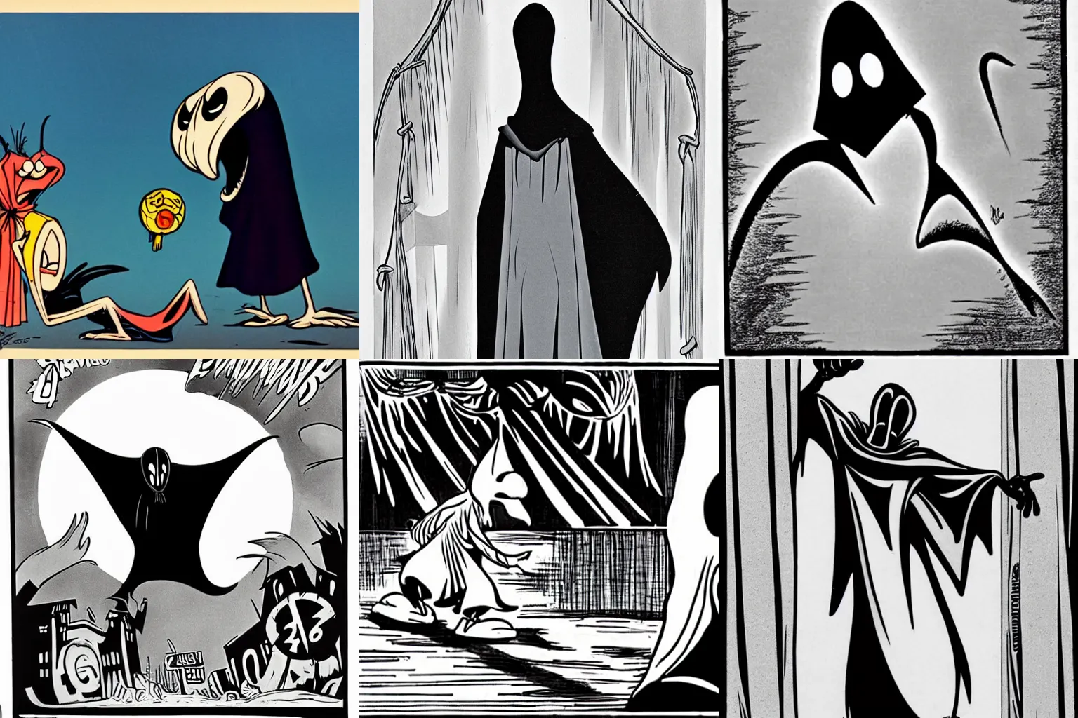 Prompt: Cartoon style Dementor, looney toons 1956