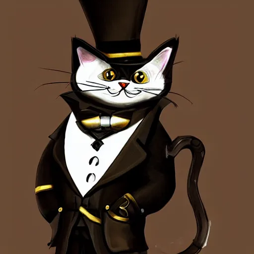 Prompt: Steampunk tuxedo cat, artstation