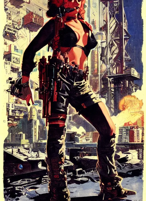 Prompt: cyberpunk mercenary. portrait by john philip falter and will eisner and gil elvgren