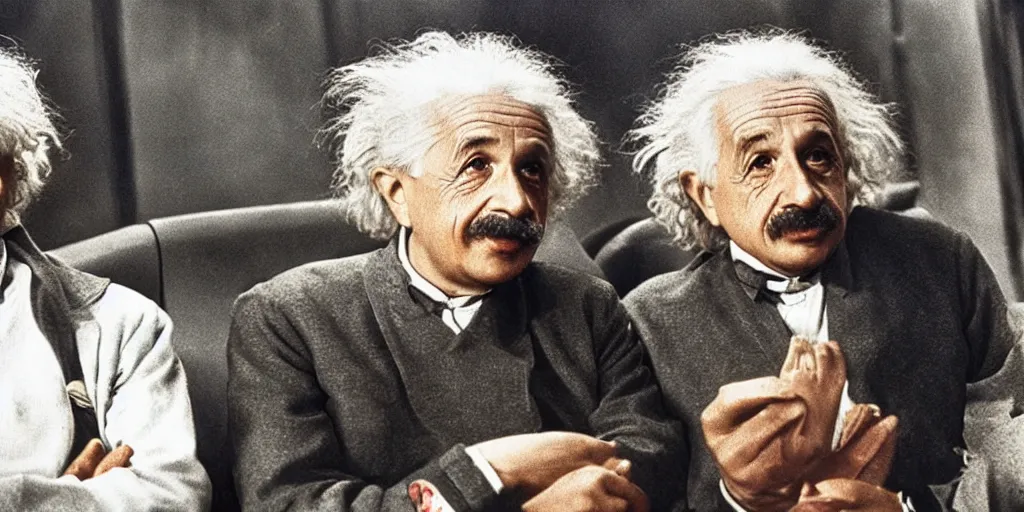 Image similar to Young Albert Einstein and Old Albert Einstein in the new Star Trek movie