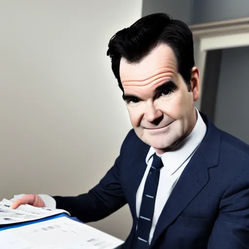 Image similar to close up of jimmy carr paying his tax return, digital image