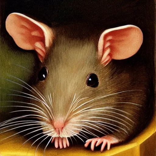 Image similar to painting of a rat!!!!!!!!!!!!!, painting of a rat!!!!!!!!!!!!! high definition picture of a painting of a rat with a rat head, on a wall, with only the body of the ( ( ( ( ( ( mona lisa ) ) ) ) ) )