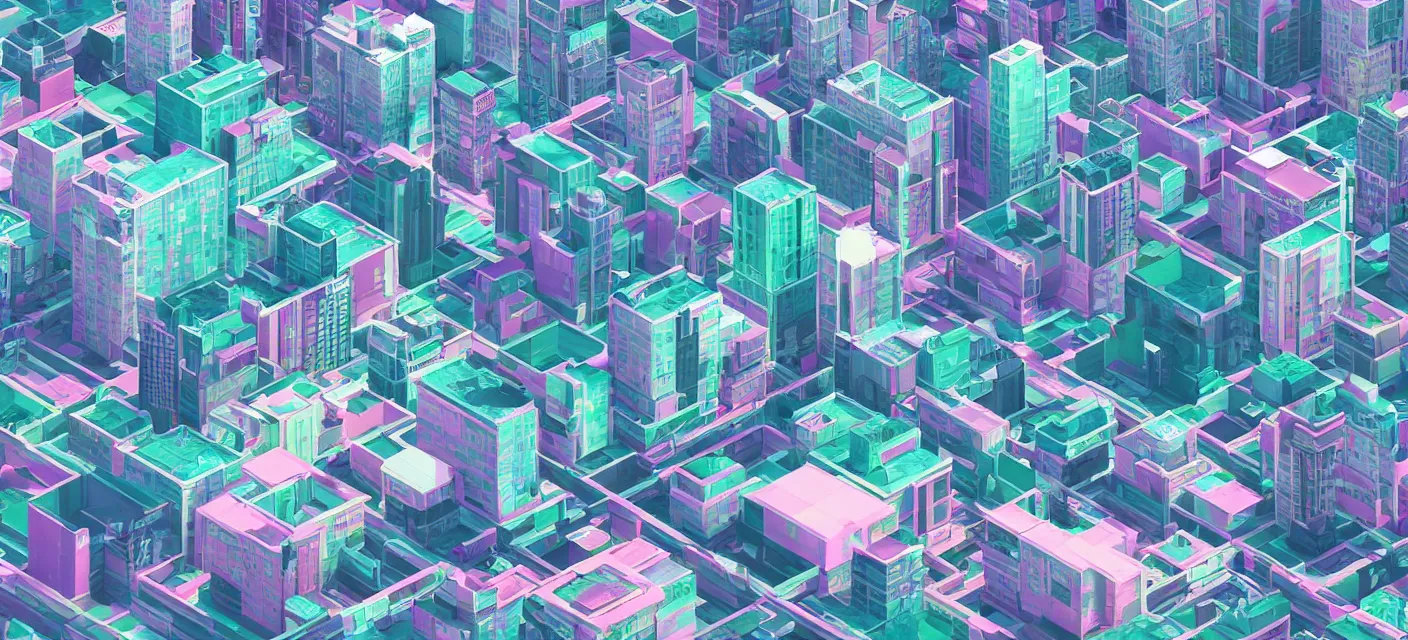 Image similar to vaporwave videogame city wallpaper, low poly, large,