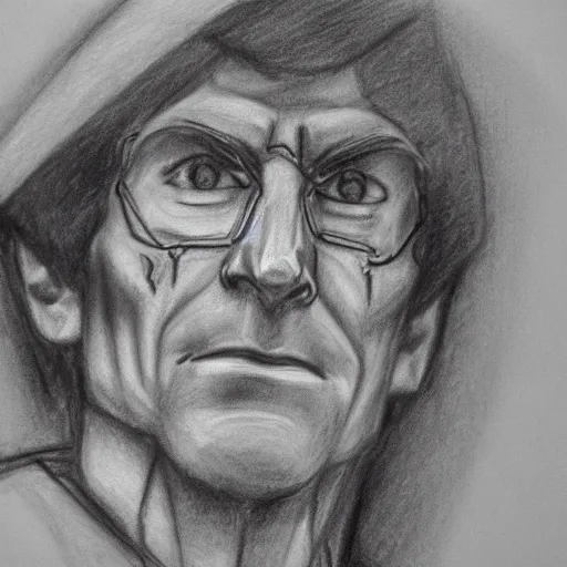 Prompt: todd howard courtroom sketch, charcoal on paper