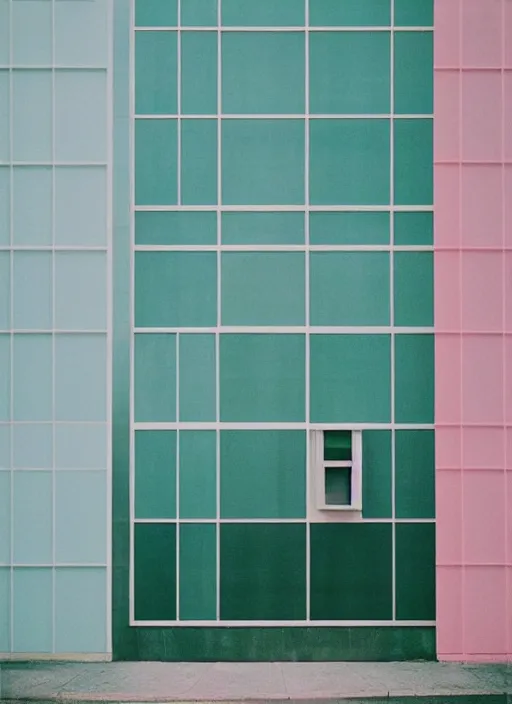 Prompt: “ architecture photography, pastel colors, film grain, medium format, photography by rory gardiner ”